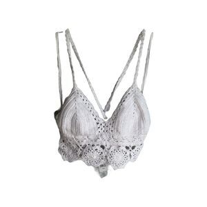 NWT Aerie White Boho Chic Cotton Crochet Beach Knit Crop Top Size M